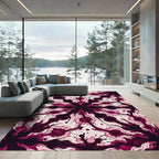 Crimson Abstract Swirl Flow Rug