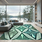 Art Deco Geometric Mint Diamond Lattice Rug