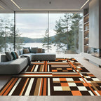 Earthy Geometric Block Striped Accent Rug