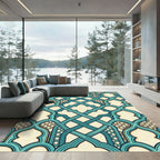 Teal Interlocking Arch Geometric Rug