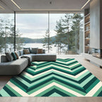 Modern Emerald Chevron Geometric Stripe Rug