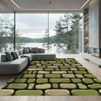 Rustic Green Gray Stone Wall Rug
