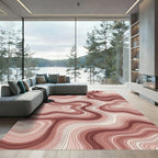 Earthy Terracotta Contour Lines Rug