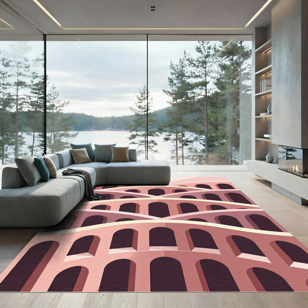 Pink Arches Layered Architectural Landscape Rug