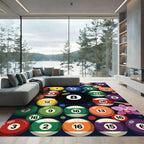 Colorful Billiard Ball Orchid Gaming Wall Art Rug