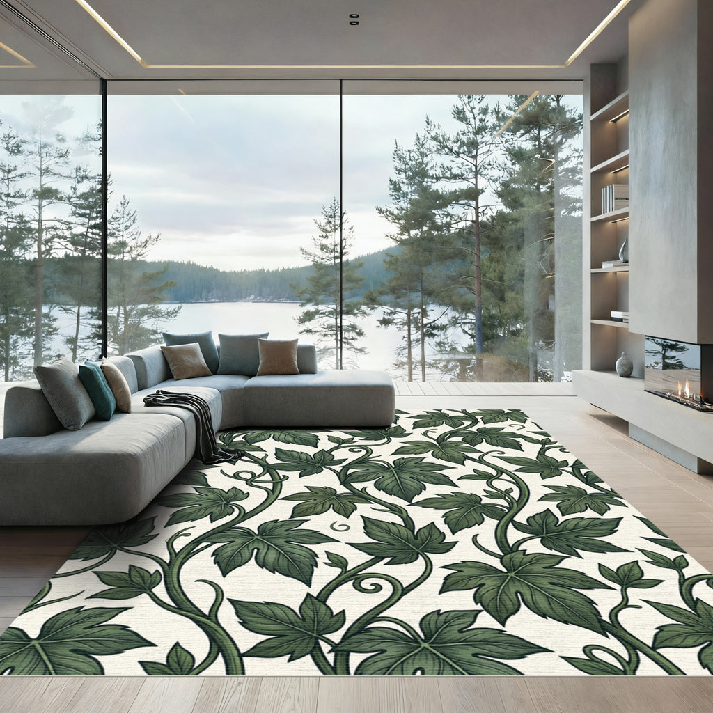 Lush Botanical Green Ivy Vine Rug