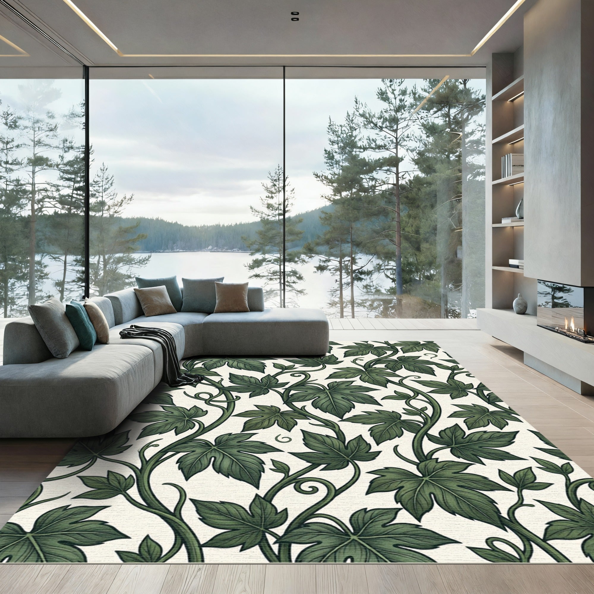 Lush Botanical Green Ivy Vine Rug