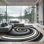 Modern Minimalist Monochrome Swirl Rug