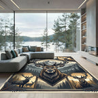 Rustic Majestic Elk Mountain Panel Art Rug