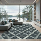 Gray Interlocking Lattice Structure Rug