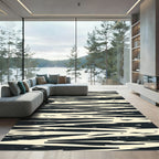 Abstract Black Cream Jagged Lines Rug