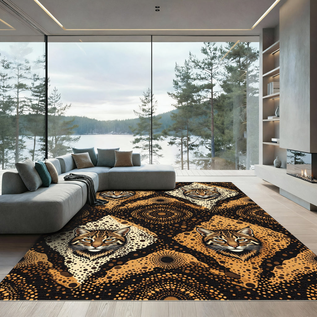 Golden Feline Dot Medallion Rug