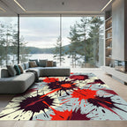 Abstract Red Black Splash Splatter Rug
