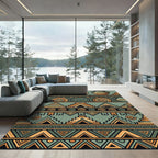 Earthen Aztec Geometric Terracotta Sage Arcs Rug