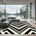 Bold Black White Zigzag Stripe Rug