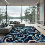 Deep Blue Intricate Octopus Swirl Rug