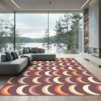 Celestial Earthy Crescent Moon Grid Rug