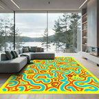 Retro Yellow Letter Abstract Swirl Rug