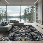 Feline Portrait Collage Gray Black Rug