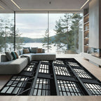 Monochrome Industrial Grid Architectural Rug