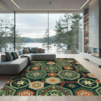 Sage Green Geometric Star Hexagon Rug