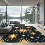 Radiant Golden Starburst Celestial Nights Rug