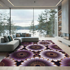 Elegant Violet Gold Geometric Lotus Rug