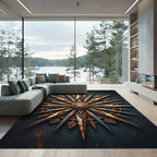 Rustic Bronze Compass Star Medallion Rug