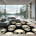 Monochromatic Gothic Anatomical Skull Collection Rug