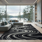 Monochromatic Swirling Stripe Flow Rug