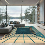Geometric Teal and Cream Infinity Tunnel Rug