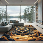 Geometric Desert Mesa Diamond Gold Rug