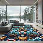 Nautical Teddy Bear Sailor Ocean Waves Rug