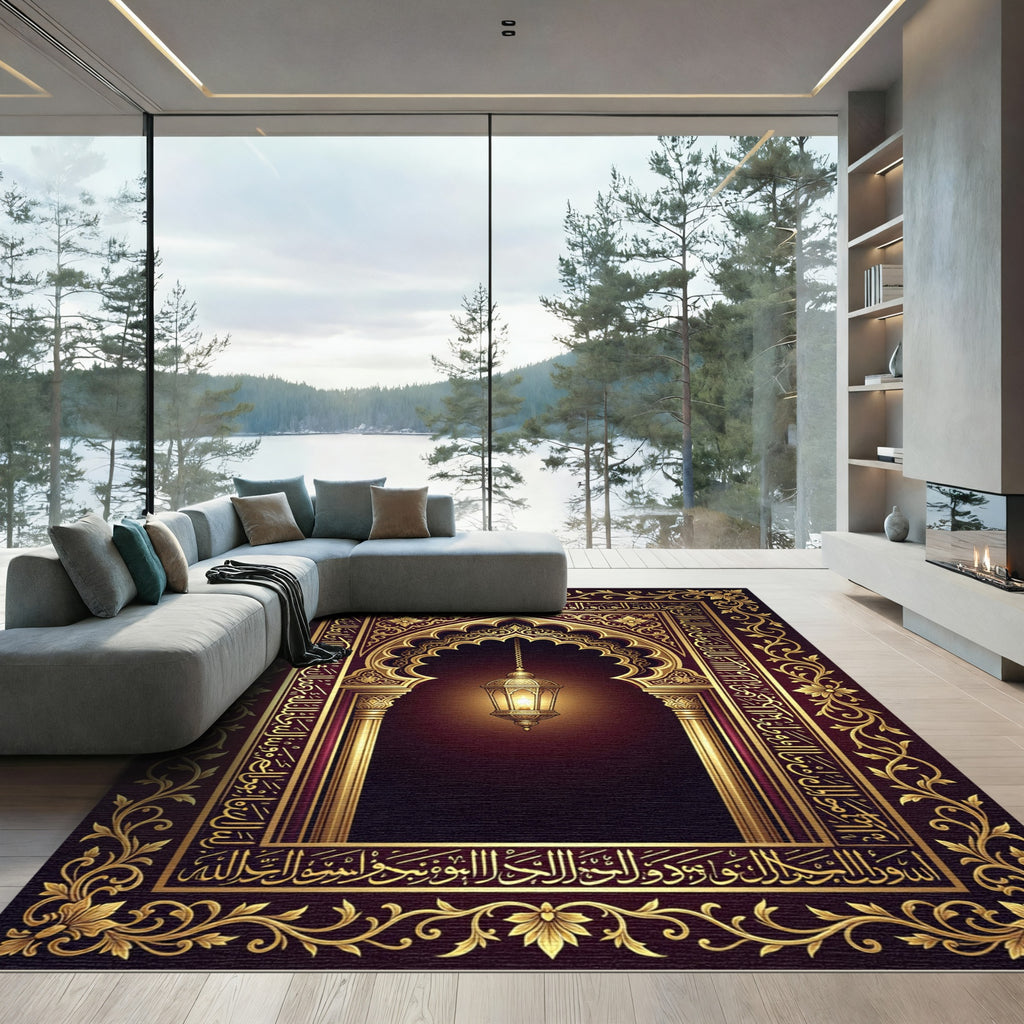 Golden Arch Arabian Lantern Bordered Rug