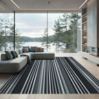 Modern Charcoal Gray Stripe Rug