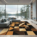Brown Tones Geometric Composition Rug