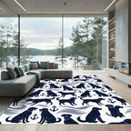 Coastal Navy Black Labrador Anchor Art Rug