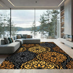 Ornate Gold Black Chain Mandala Rug