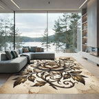 Antique Golden Floral Scroll Rug