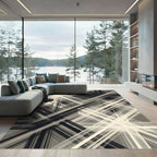 Monochrome Abstract Intersecting Lines Rug