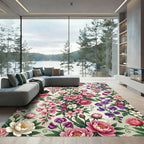 Romantic Pink Peony Blossom Floral Rug