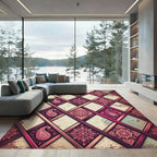 Crimson Paisley Mandala Lattice Rug