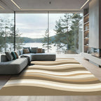 Earthy Brown Tones Wavy Stripes Rug