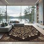 Ornate Golden Star Floral Medallion Rug