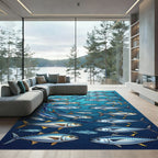 School of Silver Fish Ocean Rug