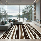 Rich Chocolate Cream Vertical Stripes Rug