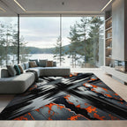 Industrial Distressed Rust and Steel Cross Rug