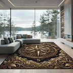 Gilded Ornate Compass Bronze Medallion Rug