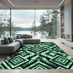 Shaded Green Diamond Ikat Stripe Rug