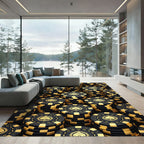 Black and Gold Spades Poker Chip Rug